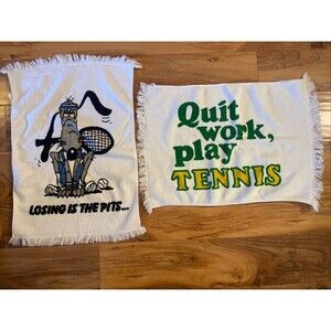 Vintage Tennis Towel Lot Of 2 Hound Dog Spell Out Cotton Hand Towels Sweat